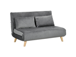 Sofá Cama Reclinável, Com 2 Almofadas, Em Veludo, 130 X 78 X 79 Cm, Cinza. Ehstmind