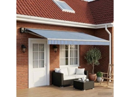 Vidaxl Tecido De Substituição Para Toldo Azul E Branco 500 × 300 Cm