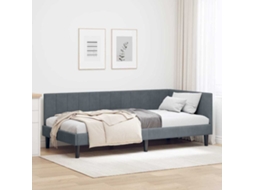 Vidaxl Estrutura de Cama de Canto Cinza Escuro 90 Cm X 190 Cm Veludo