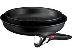 Set 3 Peças TEFAL 2 Frigideiras Ingenio Excellence + Pega Amovível (22 cm e 26 cm - Preto)
