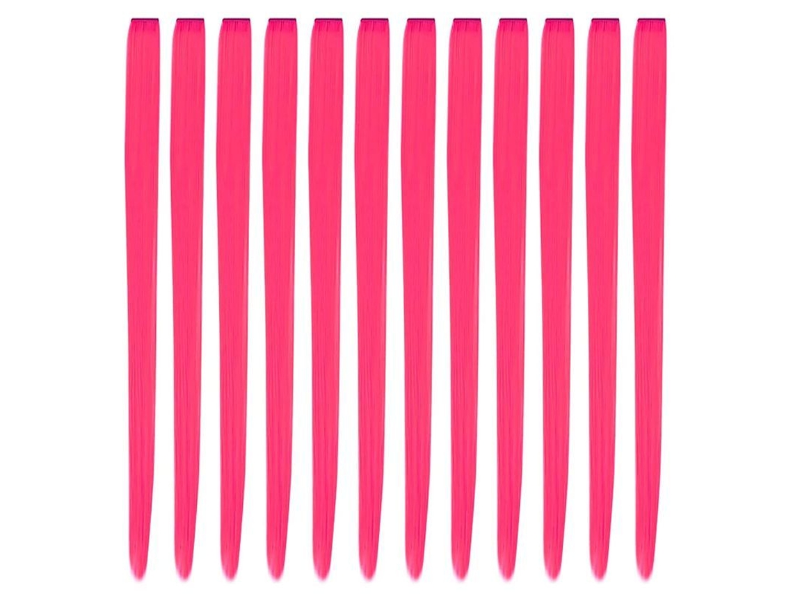 12 Extensões de Cabelo Clip in, 22 Polegadas, Rosa Sólido S/MARCA