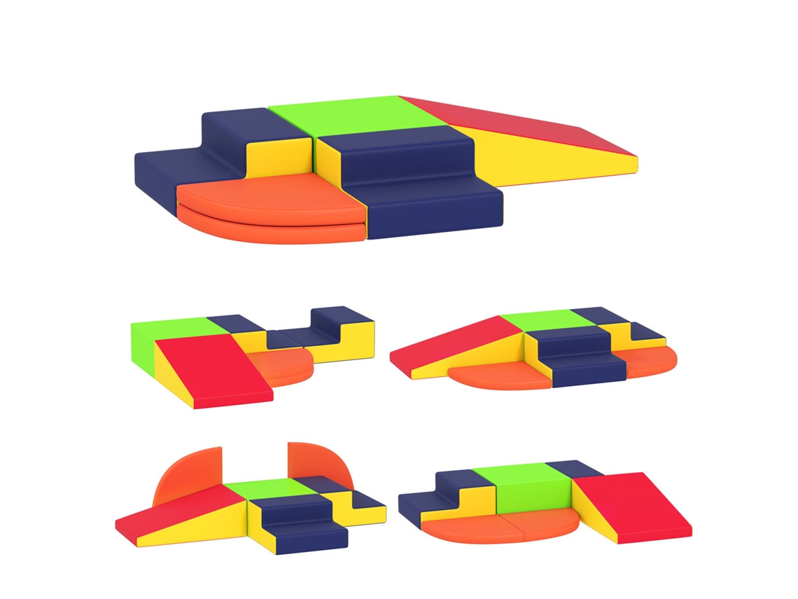 Conjunto Blocos Espuma Crianças Base Antiderrapante Escalar Multicolor