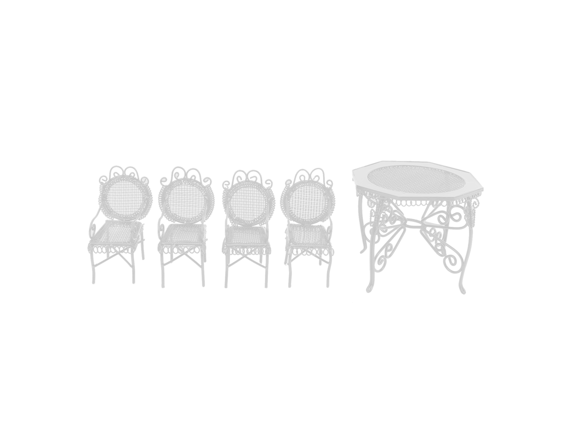 Aetheria-5pcs Móveis Miniatura Mesa Cadeira Diy Casa De Boneca Decoração Jardim Externo