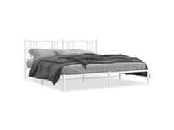 Estrutura de Cama com Cabeceira Metal Branco MAISON EXCLUSIVE 200x200 cm