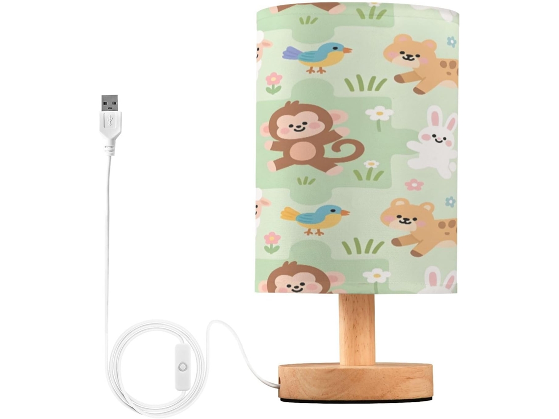 Abajur De Cabeceira Fofo Em Formato Animal Para Quarto, Com Portas De Carregamento Usb C, Luminária De Mesa Cabeceira