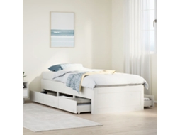 Vidaxl Cama Sem Colchão Com Gavetas 75x190 Cm Pinho Maciço Branco