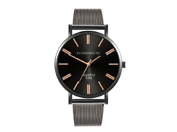 Relógio de quartzo casual de estilo simples com pulseira da moda popular (preto + preto)