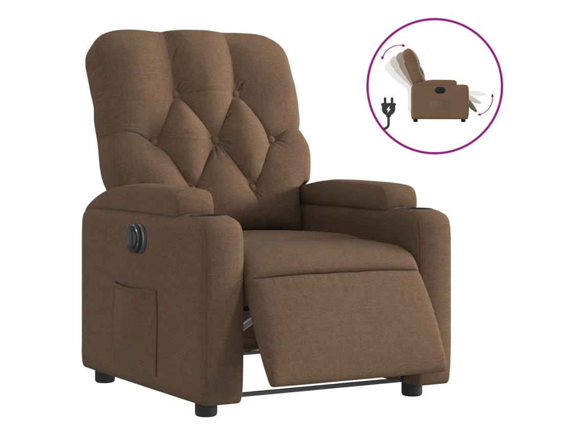 Electric Recliner Chair, Electric Recliner Chairs Vidaxl Marrom Tecido