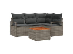 Conjunto 5 Conjunto De Sofás Para Exterior Vidaxl Cinzento Vime Pe (177 X 122 X 69 Cm)