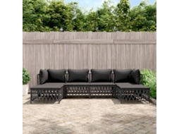 Vidaxl 6 Pcs Conjunto Lounge De Jardim Com Almofadões Aço Antracite