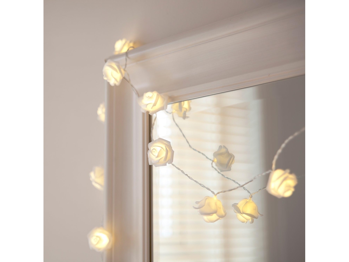 1 X Corrente de Luz Rosa de 20 Leds Branco Quente Bateria