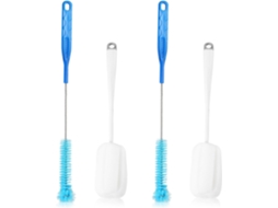 Conjunto de 4 Escovas Limpeza com Esponja e Aço. Cabo Ergonômico Antiderrapante. Cabos Longos para CHABERLU