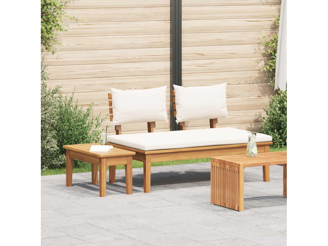 Vidaxl Conjunto De Banco De Jardim E Mesa 2 Pcs Creme E Marrom