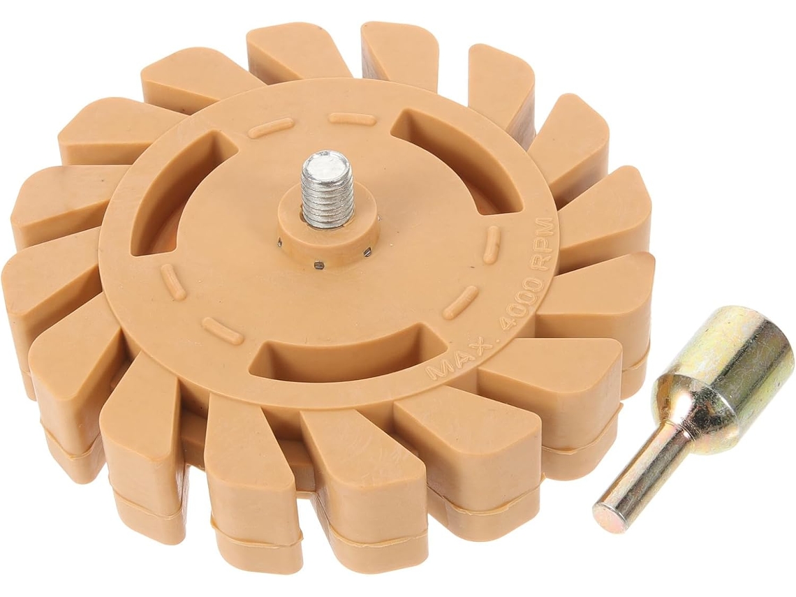 Disco de gotejamento portátil Bege para remoção de adesivo de pneus de carro.