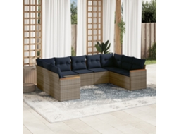Conjunto de Sofá de Jardim com 9 Peças e Almofadas em Rattan Sintético Preto VIDAXL