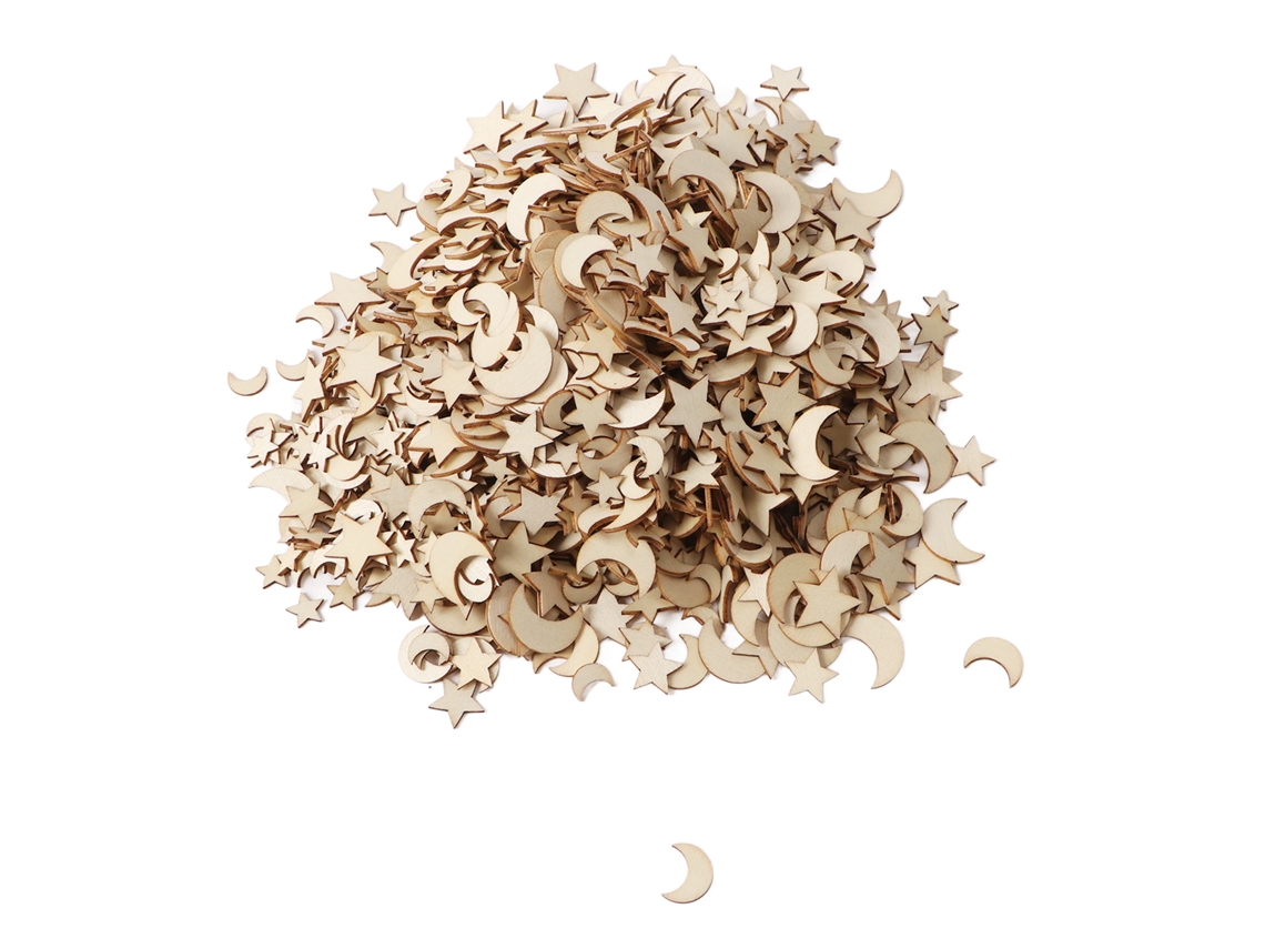 Fatias De Madeira Lua Estrela Para Diy Artesanato