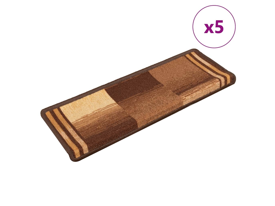 Vidaxl Tapetes De Escadas Adesivos 5 Pcs 65x21x4 Cm Castanho