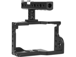 Kit De Gaiola Em Liga Alumínio Com Alça Para Câmera Mirrorless A6600 6600 Ilce6600, Usinada Em Cnc E Anodizada
