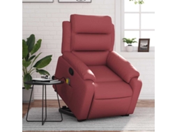 Vidaxl Poltrona Massagens Reclinável Couro Artificial Vermelho Tinto