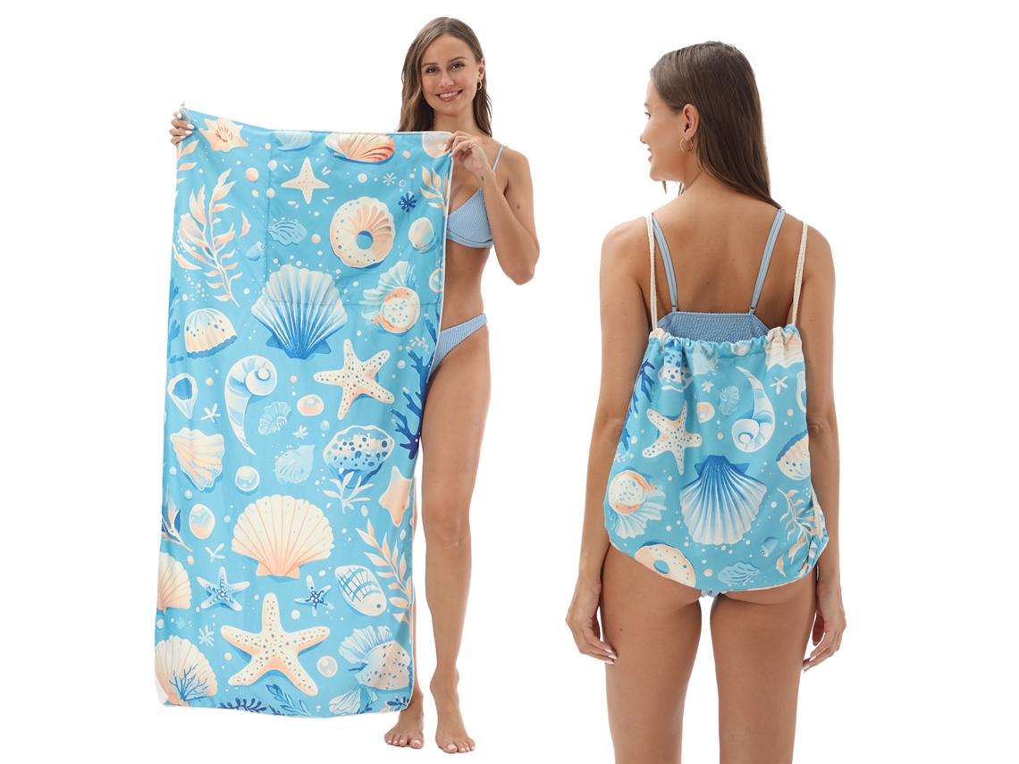Toalha De Praia 2 Em 1 Secagem Rápida, Transforma-se Em Mochila, Secagem Rápida Antiareiros.70×140oceanoczhhmart