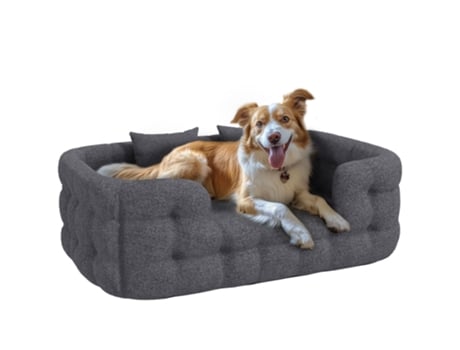 Cama para Cães Linho sintético, Algodão e tecido Oxford cor Cinzento 110x70x35 cm PAWHUT