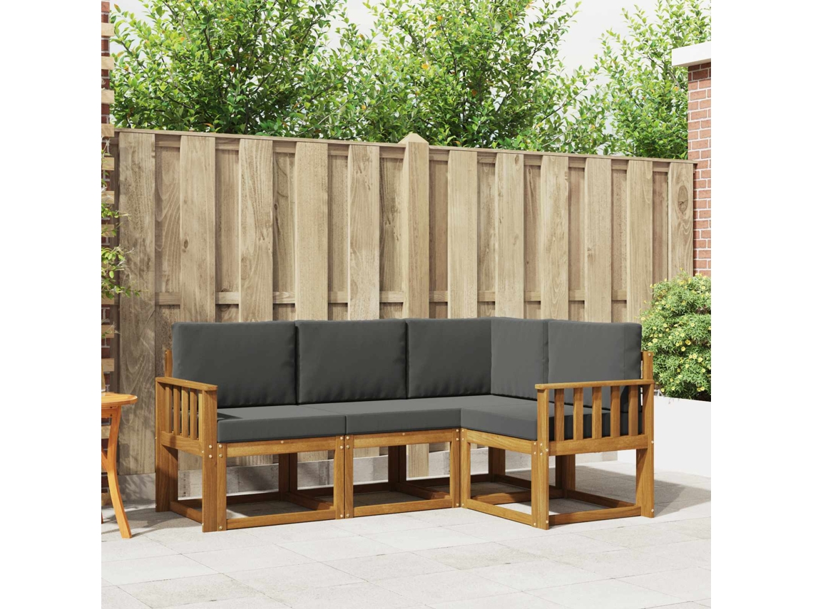 Vidaxl Conjunto De Sofás Para Exterior 4 Pcs Natural E Antracite