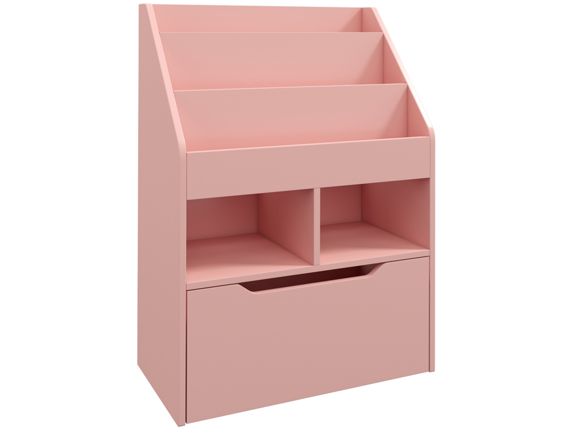 Estante Brinquedo Mdf, Nylon E Metal Cor Rosa 60x29,9x90 Cm Homcom