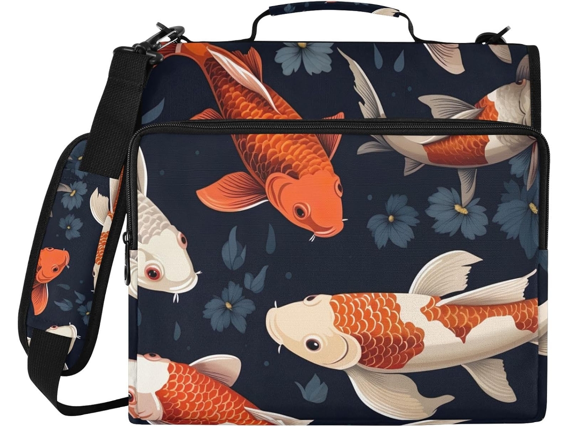 Koi Pasta Com 3 Argolas, Organizador Resistente À Água, Armazenamento De Arquivos Escola E Trabalho