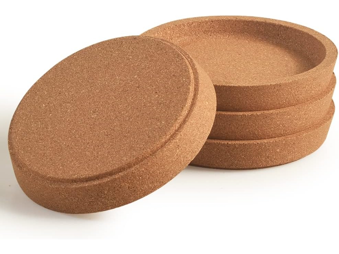 Lurelia Porta-copos 4 Un Cortiça Absorvente Reutilizável Grosso Borda Elevada Bebidas