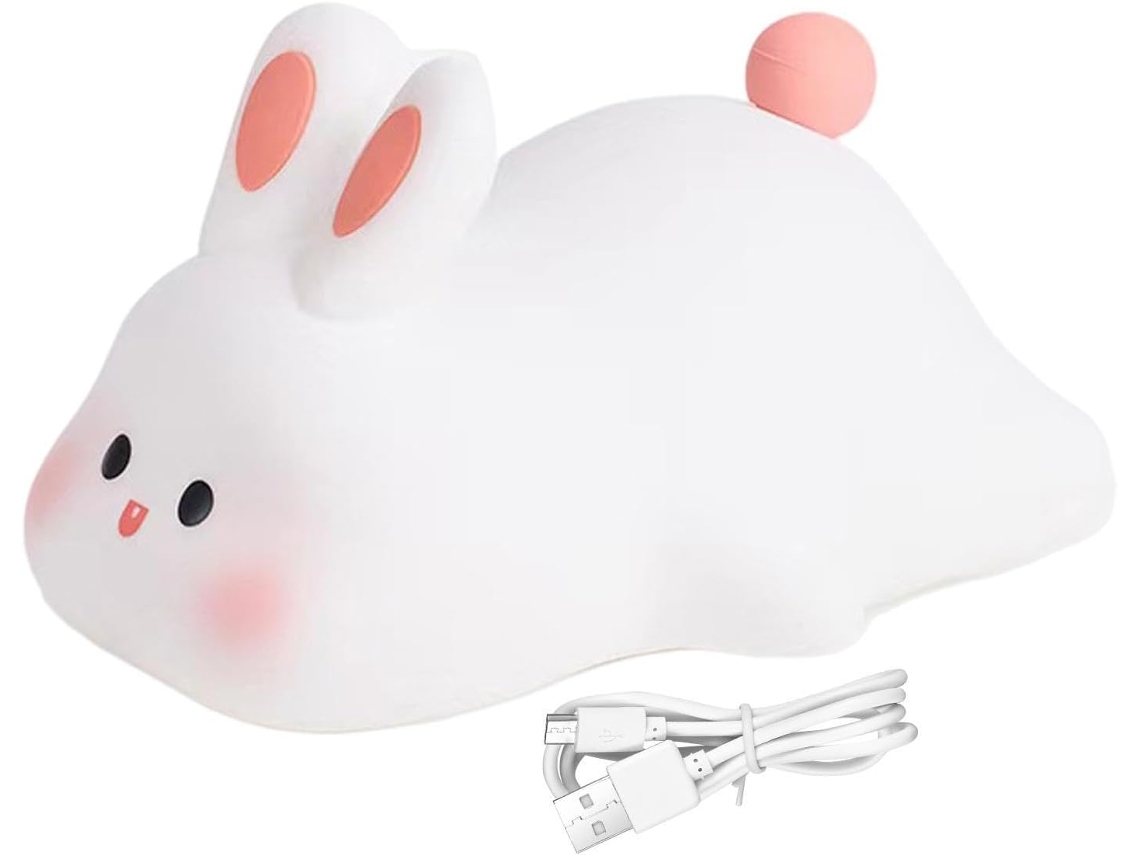 Lâmpada De Silicone Sensível Ao Toque, Em Formato Coelho Com Carinha