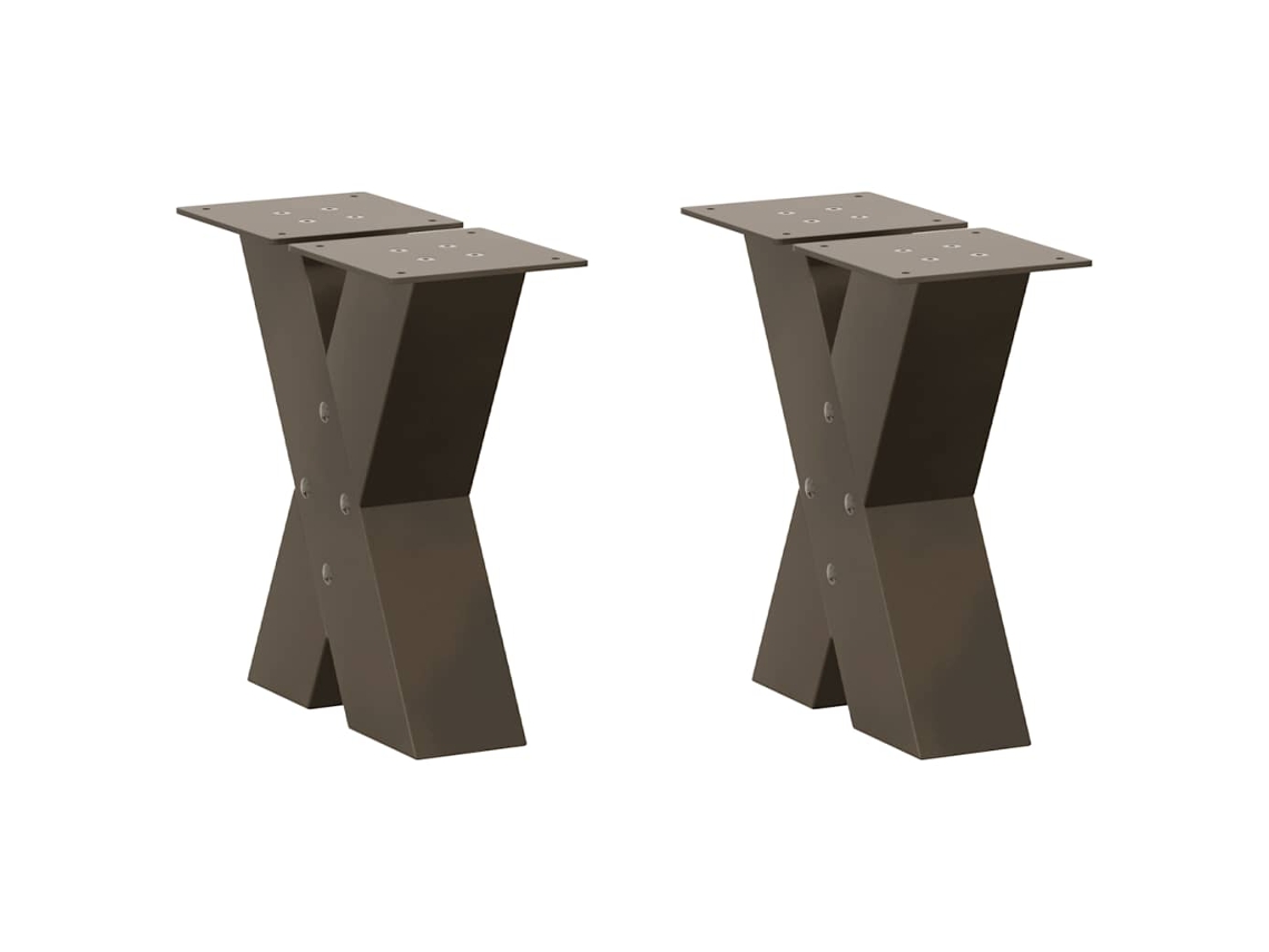 Vidaxl Pés Para Mesa De Centro Em Formato De X, 2 Peças, Aço Natural, 30x(30-31) Cm, Aço