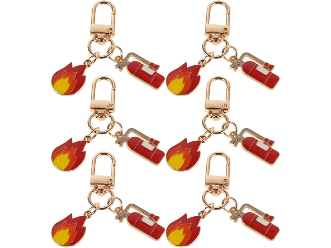 Chaveiros de Bombeiro, 6 Peças, Pingentes Extintor Incêndio em Miniatura Metal, Ideais para CHABERLU