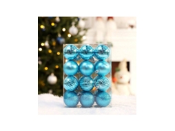Conjunto De 24 Bolas De Natal, Azul, Caixa De Abóbora De 6cm Com 24 Unidades Igvtrade