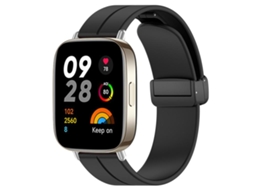 Bracelete para Redmi Watch 3 XIAOMOYU em Silicone Cabeça Chata com Fivela Preta