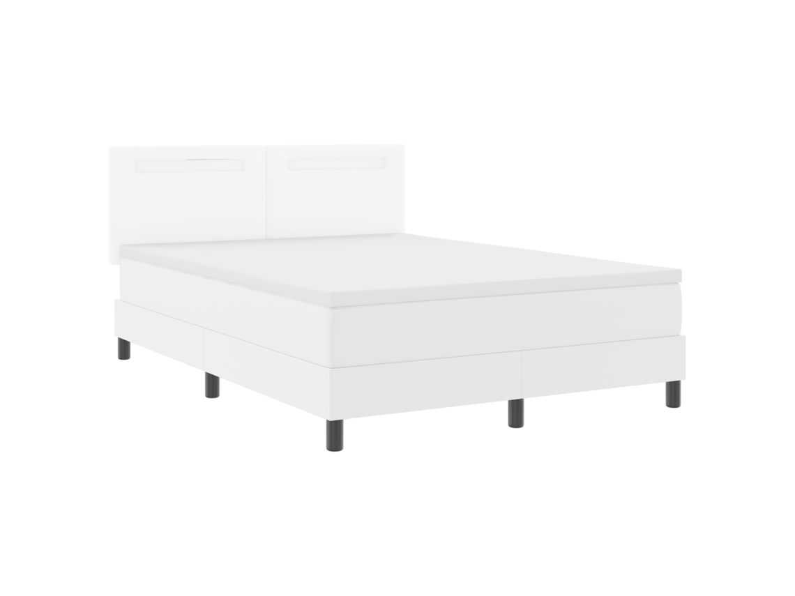 Cama Box Com Colchão  Branca, Vidaxl, Em Couro Sintético (140x190 Cm)