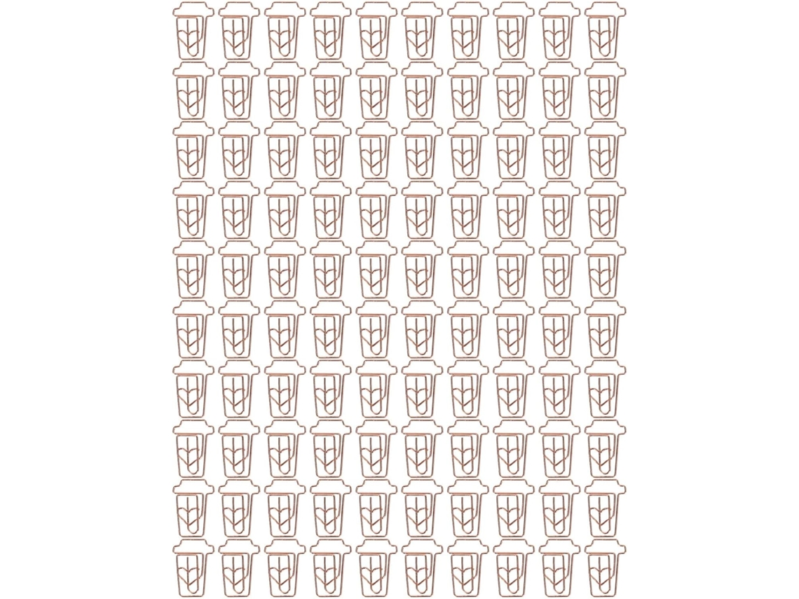 100 Unidades De Clipes De Papel Metálicos Inovadores Em Formato De Copo Rosa Para Escritório E Escol Gokoco
