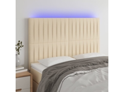 Vidaxl Cabeceira Cama C/ Led Tecido 144x5x118/128 Cm Crème