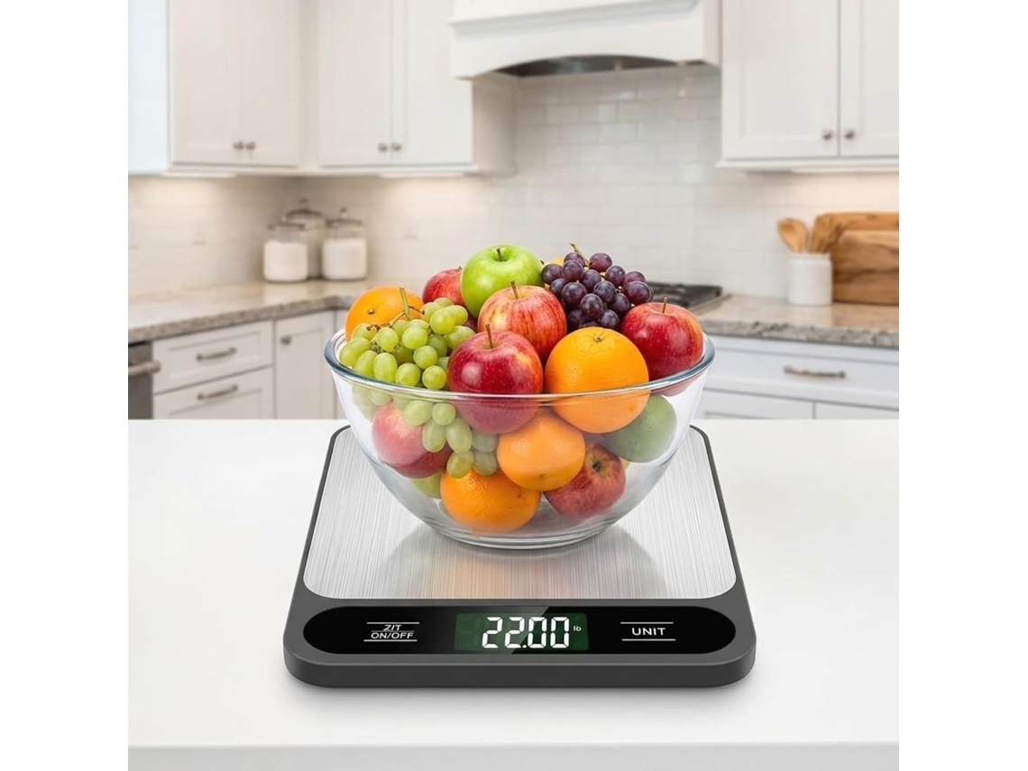 Báscula De Cocina Digital, 10kg 22lb, Precisão 1g, Acero Inoxidável, Tara, Pantalla Lcd, Blanca
