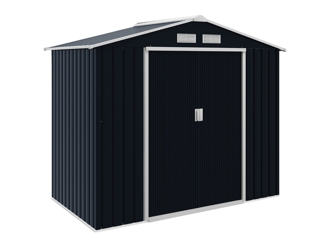 Casinha Jardim Metal 213x130x185cm Armazenamento Ferramentas Cinza Escuro
