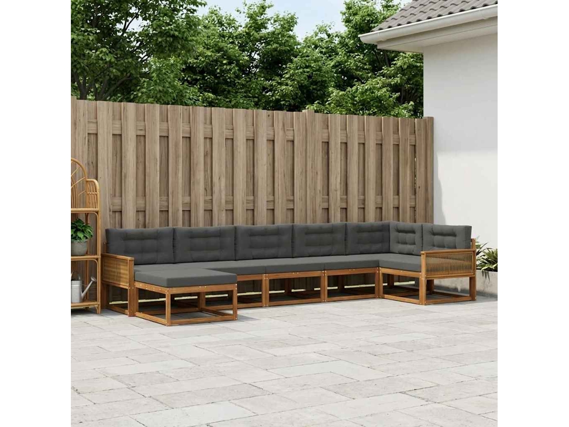 Vidaxl Conjunto De Sofás Para Exterior 7 Pcs Natural E Antracite