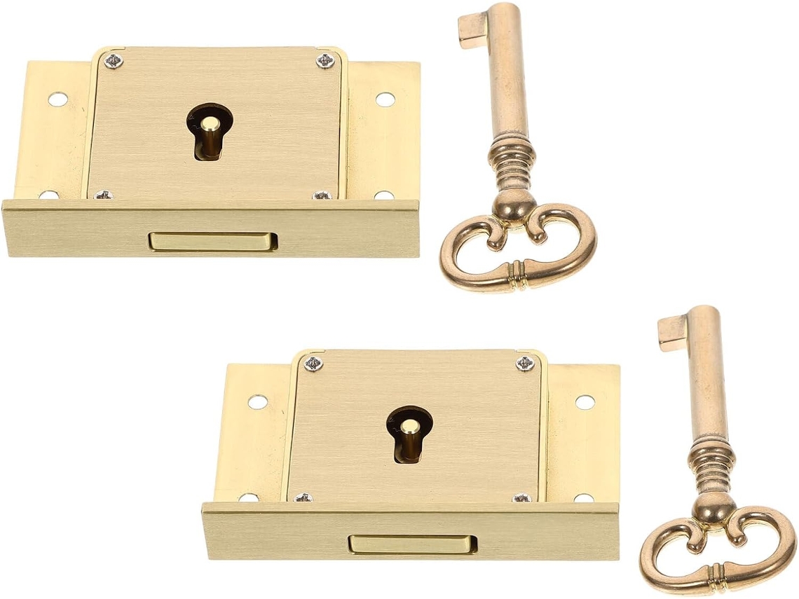 Conjunto De 2 Fechaduras Vintage Para Gavetas, Armários E Móveis Com
