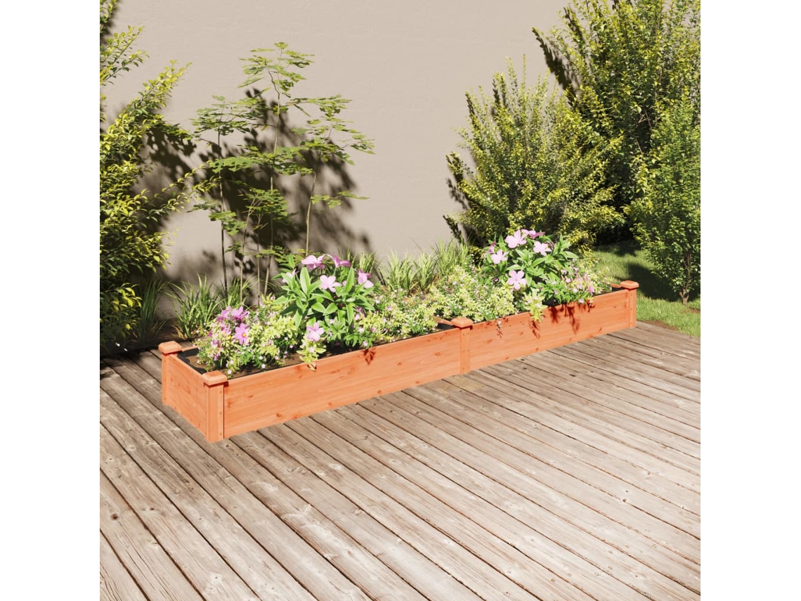 Vidaxl Canteiro Elevado C/ Forro 240x45x25 Cm Abeto Maciço Castanho
