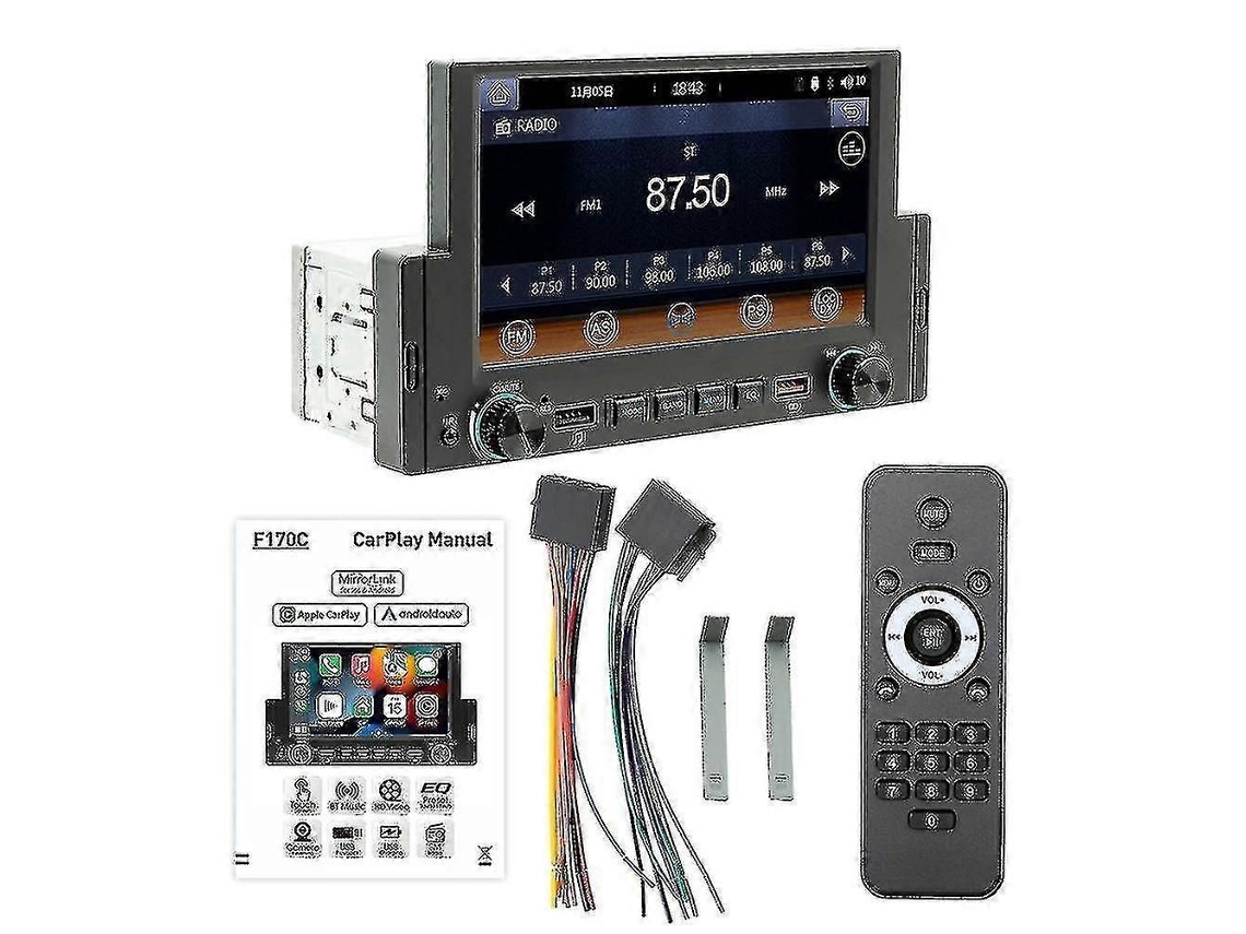 Rádio Para Carro Com Ecrã De 6,2 Polegadas, 1 Din, Carplay Android Auto, Bluetooth, Leitor Mp5, 2 Usb, Recetor Fm