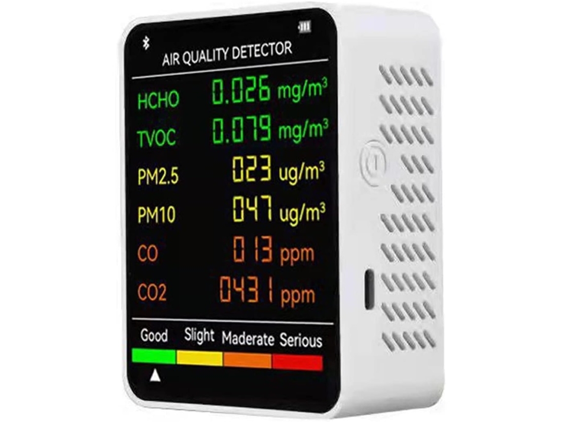 Monitor Qualidade Ar 6 Em 1 Detector Pm2.5 Co2 Visor Lcd