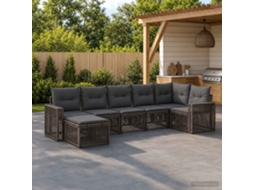 Vidaxl Conjunto De Sofá De Jardim 7 Unid. Cinza E Cinza Escuro Vime Pe
