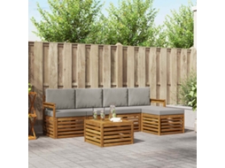 Vidaxl Conjunto De Sofás Para Exterior 6 Unid. Cinza Natural E Claro