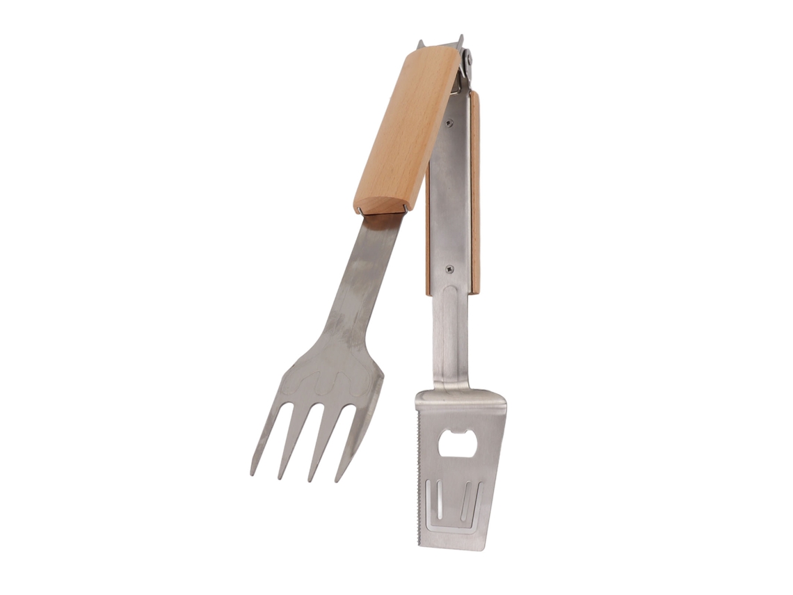 Torneira De Churrasco Garfo Tongs Aço Inox Durável Com Alça Longa