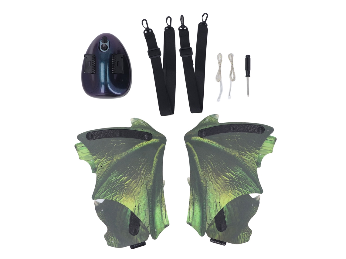 Walshlxq disfraz de Asas de Dinossauro Elétrico Luminoso com Sons e Oscilação Automática para Crianças Verde