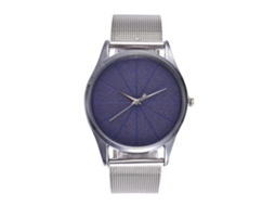 Relógio de pulso Zhoulianfa azul com quartzo, pulseira de malha, mostrador redondo, estilo casual/executivo.