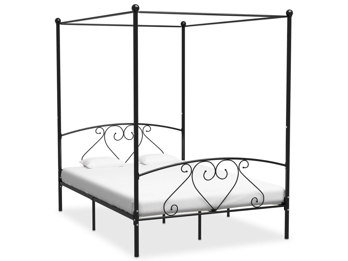 Estrutura de Cama Dossel Metal Preto (140x200cm)